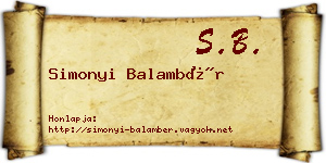 Simonyi Balambér névjegykártya